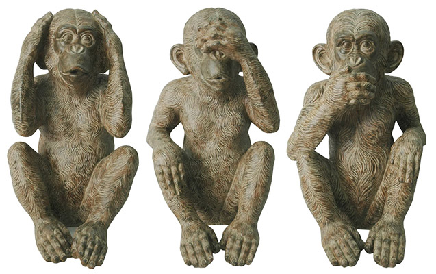 Resin Set Of 3 Monkey's "Hear, See, And Speak No Evil"